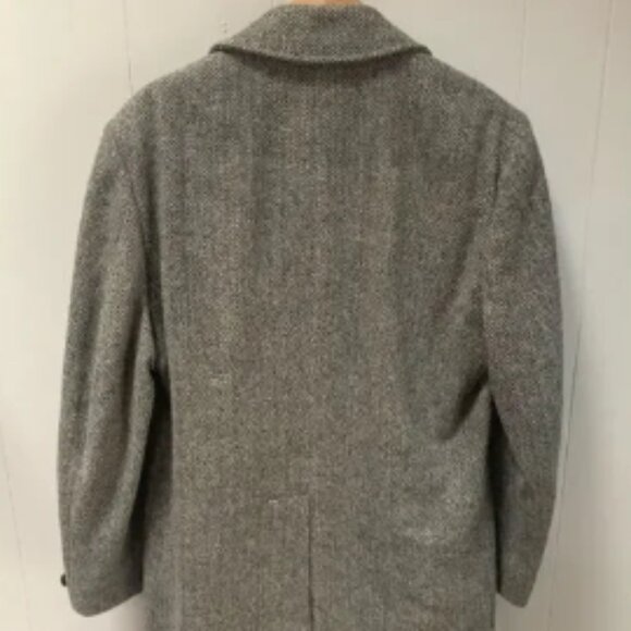 Vintage Men’s Overcoat Herringbone Gray Size 42 - Picture 2 of 9